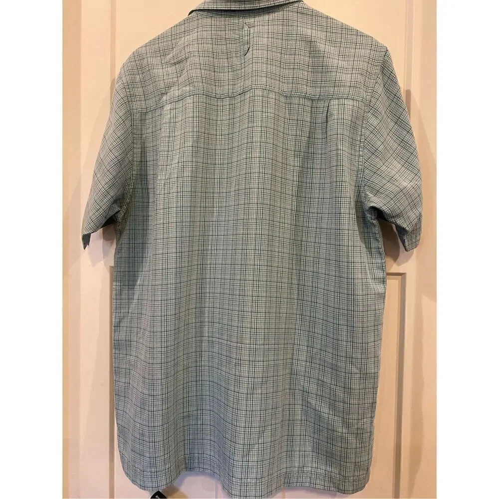 The North Face Mens Large Short Sleeve Plaid Shirt Blue Casual Outdoors Hiking